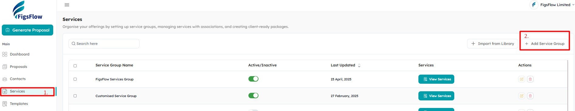 Creating a New Service Group - FigsFlow Support